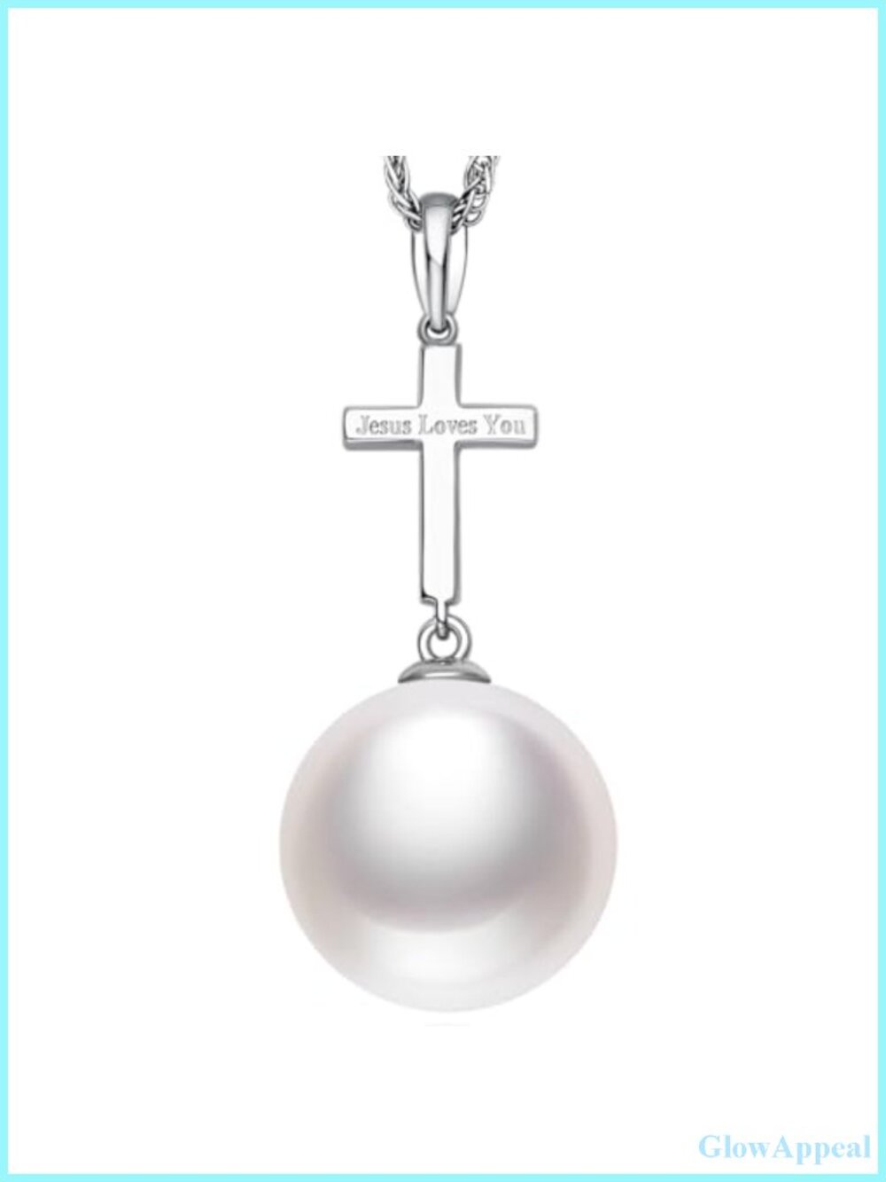Sterling Silver Pearl Cross Pendant Necklace Religious Jewelry